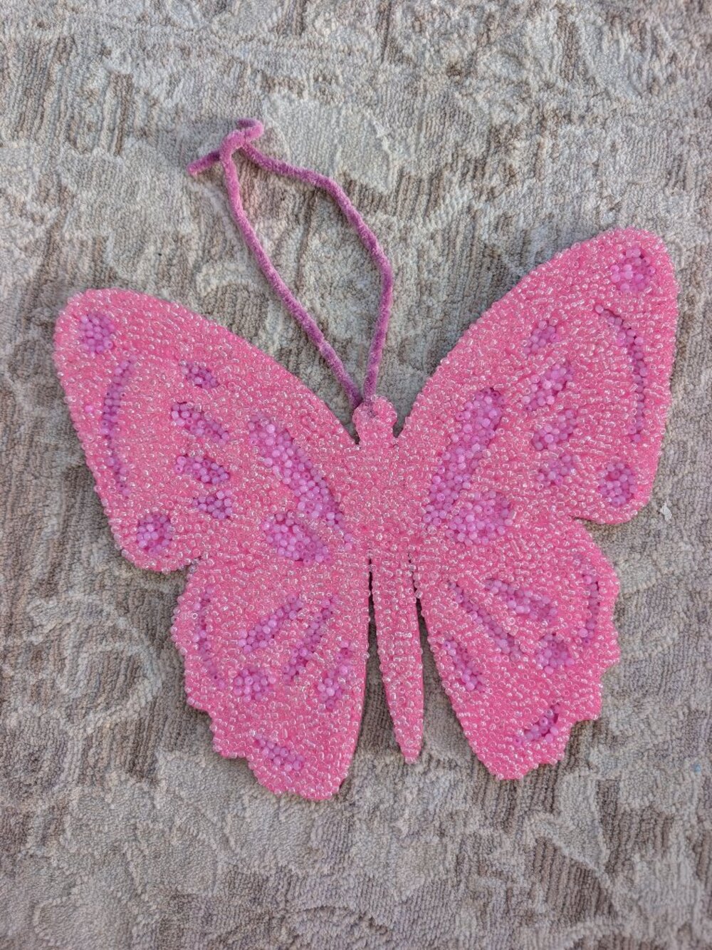Hand-beaded butterfly wall-art